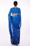 Shop_DILNAZ_Blue Georgette And Polyester Satin Hand Embroidered Sequin Ombre Saree  _at_Aza_Fashions