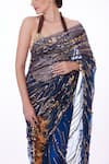 Buy_DILNAZ_Blue Net Hand Embroidered Sequin And Bead Work Abstract Pattern Saree  _Online_at_Aza_Fashions