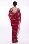 Shop_DILNAZ_Red Georgette Hand Embroidered Floral Mirror And Cut Dana Saree  _at_Aza_Fashions