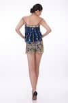 Shop_DILNAZ_Blue Stretch Net Hand Embroidered Diamante Stones Shorts _at_Aza_Fashions