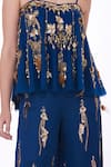 DILNAZ_Blue Net Hand Embroidered Feather Butterfly And Floral Sequin Camisole  _Online_at_Aza_Fashions