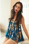 Buy_DILNAZ_Blue Net Hand Embroidered Feather Butterfly And Floral Sequin Camisole  _Online_at_Aza_Fashions