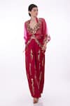 Buy_DILNAZ_Pink Net Embroidery Sequin Open Applique Kaftan  _at_Aza_Fashions