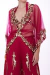 DILNAZ_Pink Net Embroidery Sequin Open Applique Kaftan  _Online_at_Aza_Fashions