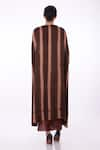 Shop_DILNAZ_Brown Blended Satin Embroidery Sequin Open Tie Dye Cape  _at_Aza_Fashions