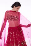 Shop_DILNAZ_Pink Net Embellished Sequin Applique Work Dupatta  _at_Aza_Fashions