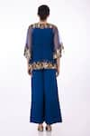 Shop_DILNAZ_Blue Net Embroidery Sequin Applique Jumpsuit Plain With Work Kaftan  _at_Aza_Fashions