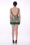 DILNAZ_Emerald Green Lycra Net Embroidery Sequin Applique Round Dress  _Online_at_Aza_Fashions