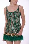 Buy_DILNAZ_Emerald Green Lycra Net Embroidery Sequin Applique Round Dress  _Online_at_Aza_Fashions