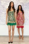 Shop_DILNAZ_Emerald Green Lycra Net Embroidery Sequin Applique Round Dress  _Online_at_Aza_Fashions