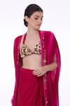 DILNAZ_Pink Blended Satin Embroidery Sequin Tie Dye And Draped Skirt Set  _Online_at_Aza_Fashions