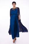 Buy_DILNAZ_Blue Blended Satin Embellished Sequin Tie Dye And Draped Skirt Set  _at_Aza_Fashions