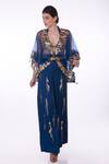 Buy_DILNAZ_Blue Net Embellished Sequin Open Applique Work Kaftan  _at_Aza_Fashions