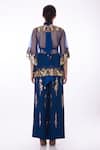 Shop_DILNAZ_Blue Net Embellished Sequin Open Applique Work Kaftan  _at_Aza_Fashions