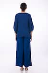 Shop_DILNAZ_Blue Blended Satin Embellished Solid Draped Kaftan With Jumpsuit  _at_Aza_Fashions