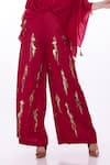 DILNAZ_Pink Satin Linen Embellished Sequin Feather Trouser  _Online_at_Aza_Fashions