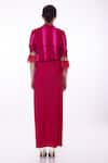 Shop_DILNAZ_Pink Blended Lycra Plain Draped Skirt  _at_Aza_Fashions