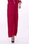 DILNAZ_Pink Blended Lycra Plain Draped Skirt  _Online_at_Aza_Fashions