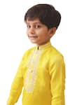 Buy_Partykles_Yellow 100% Cotton Silk Embroidered Thread Placket Kurta And Pant Set _Online_at_Aza_Fashions