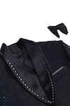 Partykles_Black Gabardine Embroidered Thread Tuxedo Pant Set_Online_at_Aza_Fashions