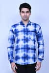 Buy_Aryavir Malhotra_Blue Cotton Plain Tie Dye Full Sleeve Shirt _Online_at_Aza_Fashions