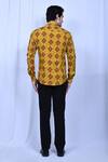 Shop_Naintara Bajaj_Yellow Cotton Hand Block Printed Floral Mughal Shirt_at_Aza_Fashions