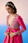 Buy_Mirroir_Pink Chanderi Embroidered Embellished Peplum Kurta With Sharara  _Online_at_Aza_Fashions