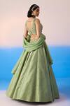 Shop_Mirroir_Green Viscose Dupion Embroidered Sequin Floral Blossom Lehenga Set _at_Aza_Fashions
