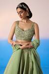 Buy_Mirroir_Green Viscose Dupion Embroidered Sequin Floral Blossom Lehenga Set _Online_at_Aza_Fashions