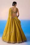 Shop_Mirroir_Yellow Viscose Dupion Embroidered Floral Butti Sequin Lehenga Set _at_Aza_Fashions