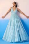 Buy_Mirroir_Sky Blue Net Embellished Sequin Floral Blossom Crystal Gown _at_Aza_Fashions