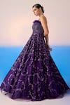 Mirroir_Purple Net Embellished Sequin Straight Floral Garland Strappy Gown _Online_at_Aza_Fashions