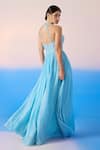 Shop_Mirroir_Sky Blue Viscose Crepe Embellished Sequin Halter Neck Floral Yoke Gown _at_Aza_Fashions