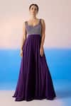 Buy_Mirroir_Purple Organza Embellished Sequin Sweetheart Floral Bodice Jumpsuit  _at_Aza_Fashions