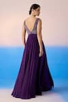 Shop_Mirroir_Purple Organza Embellished Sequin Sweetheart Floral Bodice Jumpsuit  _at_Aza_Fashions