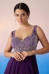 Shop_Mirroir_Purple Organza Embellished Sequin Sweetheart Floral Bodice Jumpsuit  _Online_at_Aza_Fashions