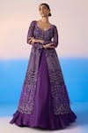 Buy_Mirroir_Purple Organza Silk Embellished Sequin Floral Blossom Jacket With Lehenga _at_Aza_Fashions