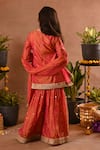 Shop_Mini Trails_Orange Silk Embroidered Thread Kurta Sharara Set_at_Aza_Fashions