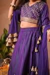 Buy_Mini Trails_Purple Silk Embroidered Thread Angrakha Top Lehenga Set_Online_at_Aza_Fashions