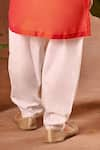 Mini Trails_Orange Silk Embroidered Thread Kurta And Pant Set _Online_at_Aza_Fashions