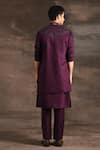 Shop_Soniya G_Wine Handloom Cotton, Silk Beads, Zari, Embroidery Jacket Kurta Set_at_Aza_Fashions