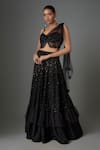 Buy_Divya Kanakia_Black Georgette Embroidered Sequins Sweetheart Embellished Lehenga With Blouse _at_Aza_Fashions