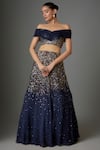 Buy_Divya Kanakia_Blue Georgette Embroidered Sequins Off Shoulder Lehenga With Blouse_at_Aza_Fashions