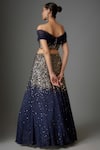 Shop_Divya Kanakia_Blue Georgette Embroidered Sequins Off Shoulder Lehenga With Blouse_at_Aza_Fashions