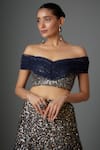 Buy_Divya Kanakia_Blue Georgette Embroidered Sequins Off Shoulder Lehenga With Blouse_Online_at_Aza_Fashions