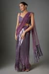 Buy_Divya Kanakia_Purple Sequin Stretch Net Embroidered Embellished Pre-stitched Saree With Blouse_at_Aza_Fashions