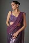 Divya Kanakia_Purple Sequin Stretch Net Embroidered Embellished Pre-stitched Saree With Blouse_Online_at_Aza_Fashions