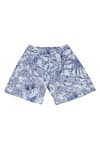 Buy_Rang by Lespetits_Blue Jacquard Flora And Fauna Pattern Shorts  _at_Aza_Fashions