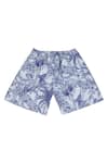 Shop_Rang by Lespetits_Blue Jacquard Flora And Fauna Pattern Shorts  _at_Aza_Fashions