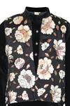 Stella Rossa By Les Petits_Black Satin, Polyester Embroidery Floral Nehru Jacket And Kurta Set _Online_at_Aza_Fashions